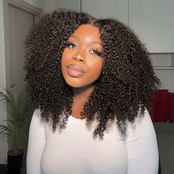 Vshow Bleached Knots Afro Curly Wear Go Wig Ready To Wear HD Lace Glueless Human Hair Wigs - Image 3