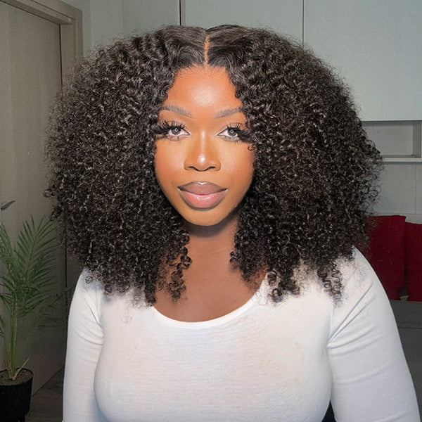 Vshow Bleached Knots Afro Curly Wear Go Wig Ready To Wear HD Lace Glueless Human Hair Wigs - Image 4
