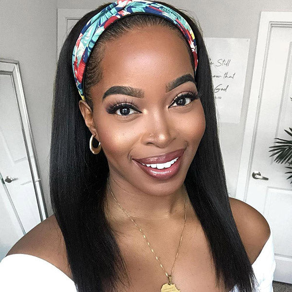 $100 Off Straight Human Hair Headband Wigs Glueless Wigs 180% Density Half Wigs With Headband - Image 4