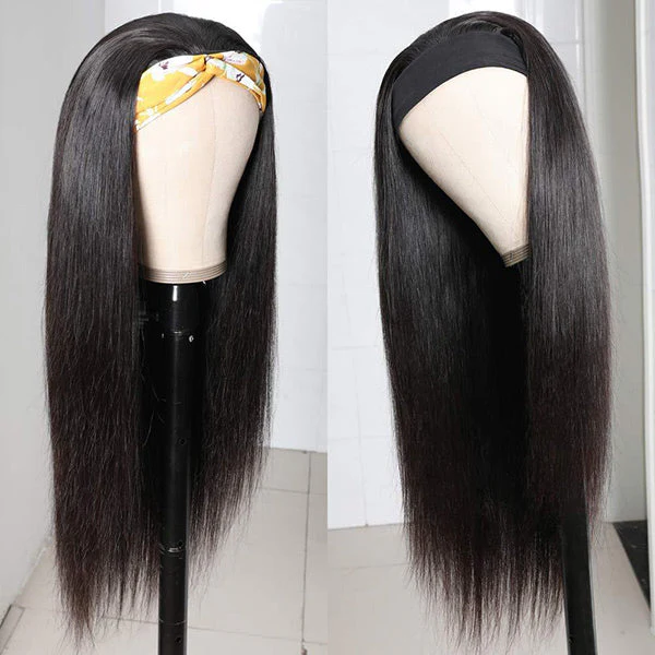 $100 Off Straight Human Hair Headband Wigs Glueless Wigs 180% Density Half Wigs With Headband - Image 5