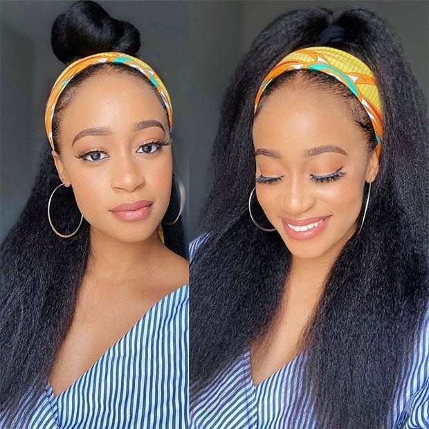 $100 Off Headband Wigs Kinky Straight Human Hair Glueless Wigs For Women - Image 3