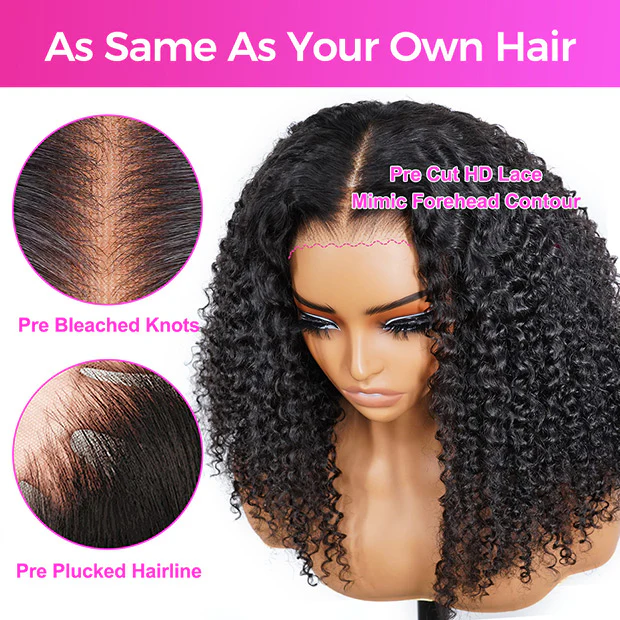 Vshow Bleached Knots Kinky Straight Hair Bob Wig Pre-cut Hd Lace Wear Go Glueless Human Hair Wigs - Image 6