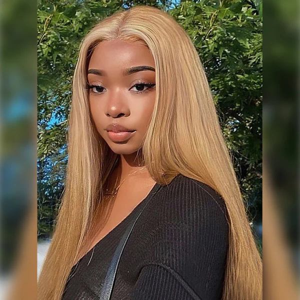 Vshow #27 Honey Blonde Straight Hair Wear Go Glueless Wigs Pre-cut Lace Pre-Plucked Hairline - Image 3