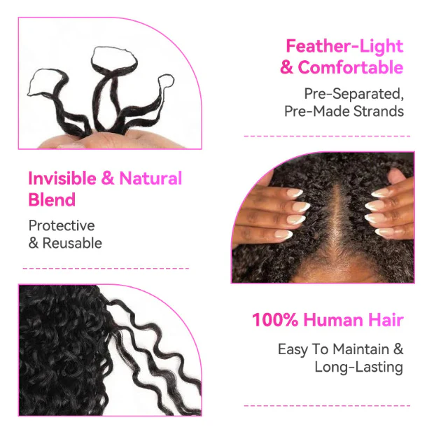 Afro Curly Crochet Human Hair For Braid Pre Separated Knotless Hair Extensions Reuseable Feather Crochet Hair - Image 4