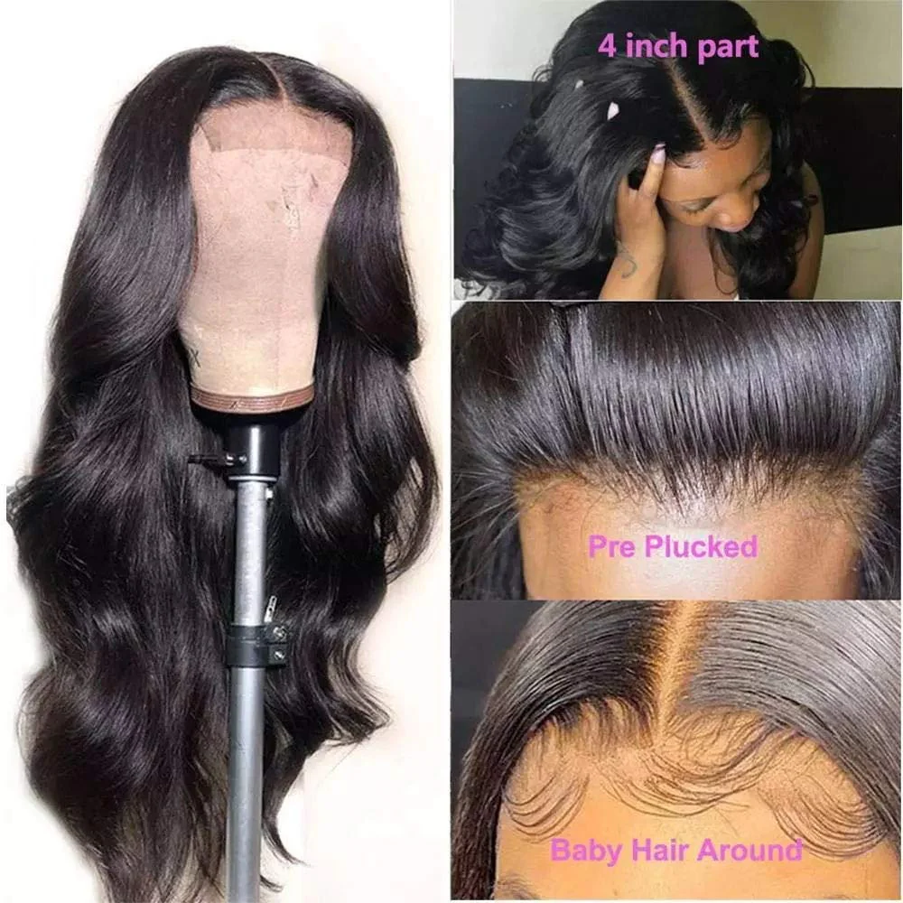 VSHOW Hand Tied Lace Wig Body Wave Hair 4x4 Closure Wigs Body Wave Human Hair Wigs - Image 3