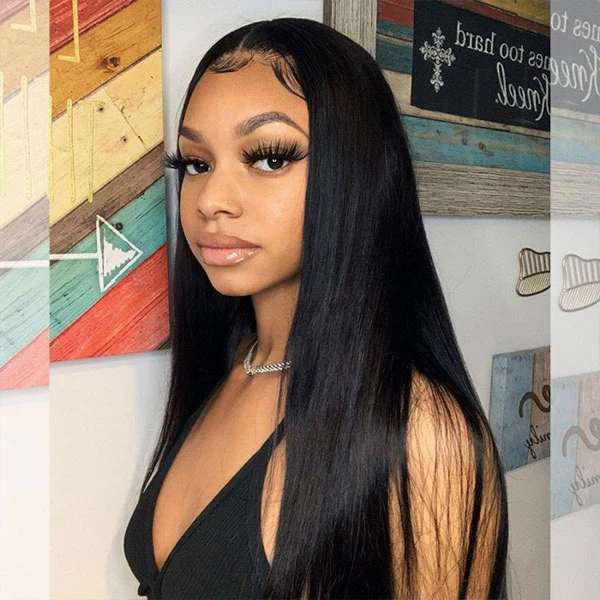VSHOW Straight Human Hair 4x4 5x5 Lace Closure Wigs 150% Density Bleached Knots Already - Image 3