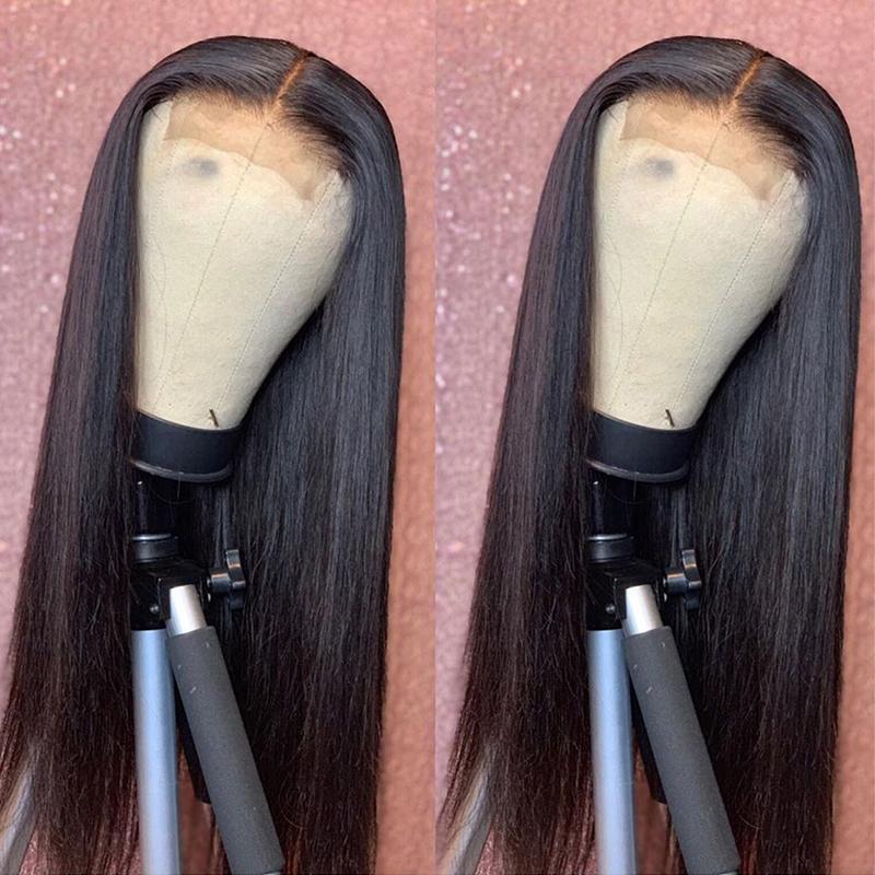 VSHOW Straight Human Hair 4x4 Lace Closure Wigs Natural Black - Image 3