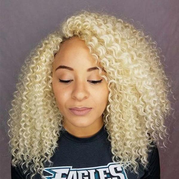 VSHOW Lace Front Kinky Curly Wig Human Hair Wigs 613 Honey Blonde Pre Plucked Wigs - Image 3
