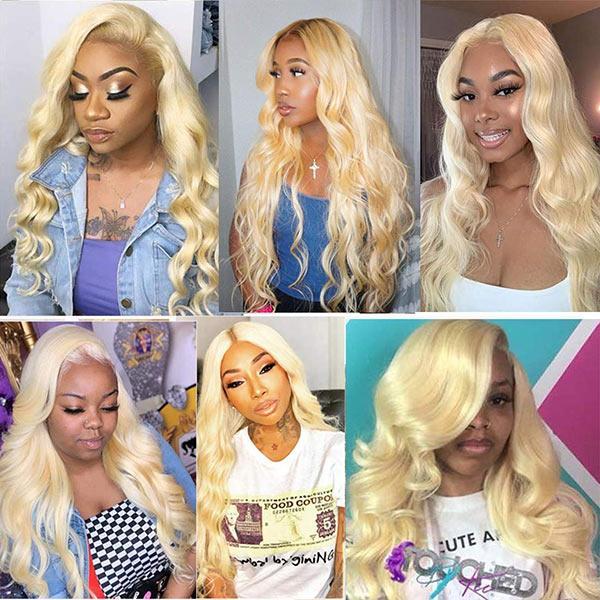 VSHOW Honey Blonde Hair Body Wave Hair Styles 613 Hair Color Lace Front Human Hair Wigs 180% Density - Image 7