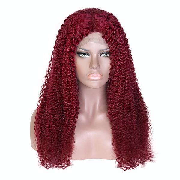 VSHOW HAIR Red 99j Burgundy Curly Hair Lace Front Wigs Lace Closure Wigs Kinky Curly Hair - Image 5