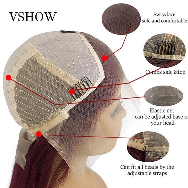 VSHOW HAIR Red 99j Burgundy Curly Hair Lace Front Wigs Lace Closure Wigs Kinky Curly Hair - Image 7