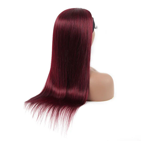 VSHOW HAIR Premium Burgundy 99J Straight Hair Headband Wigs 180% Density Glueless None Lace Wig - Image 3