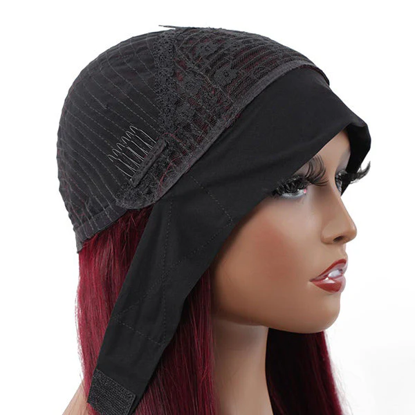 VSHOW HAIR Premium Burgundy 99J Straight Hair Headband Wigs 180% Density Glueless None Lace Wig - Image 8