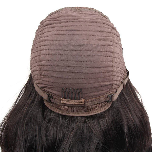 VSHOW Long Curly Body Wave Human Hair None Lace Wigs with Bangs - Image 4