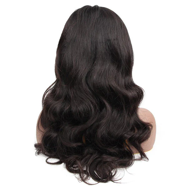 VSHOW Long Curly Body Wave Human Hair None Lace Wigs with Bangs - Image 7