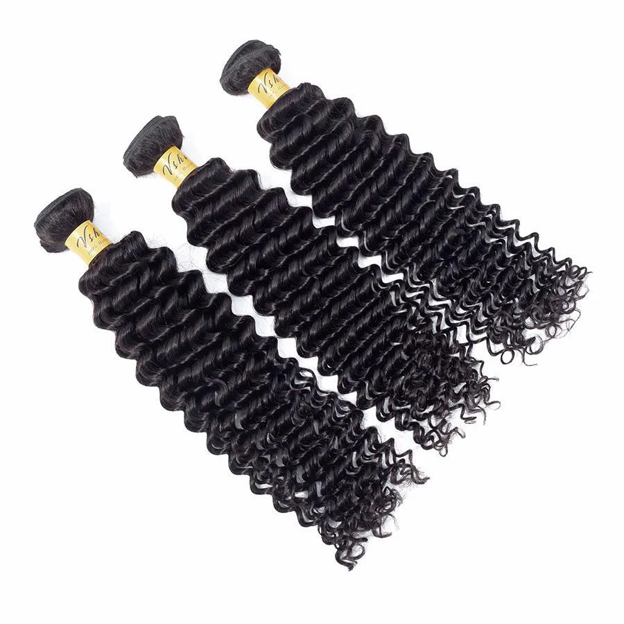 VSHOW HAIR Premium 9A Virgin Human Hair Sample Deep Wave 1 or 2 Bundles Natural Black - Image 4