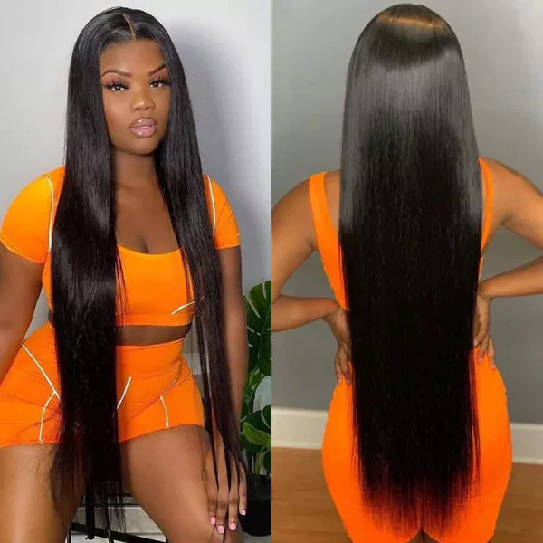 VSHOW Bleached Knots Long Straight Hair Human Hair Wigs Pre Plucked 13x6 Lace Front Wigs Transparent Lace Wig - Image 3
