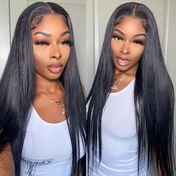 VSHOW Bleached Knots Long Straight Hair Human Hair Wigs Pre Plucked 13x6 Lace Front Wigs Transparent Lace Wig - Image 4