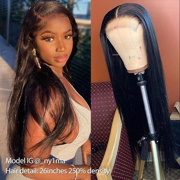 VSHOW Bleached Knots Long Straight Hair Human Hair Wigs Pre Plucked 13x6 Lace Front Wigs Transparent Lace Wig - Image 5