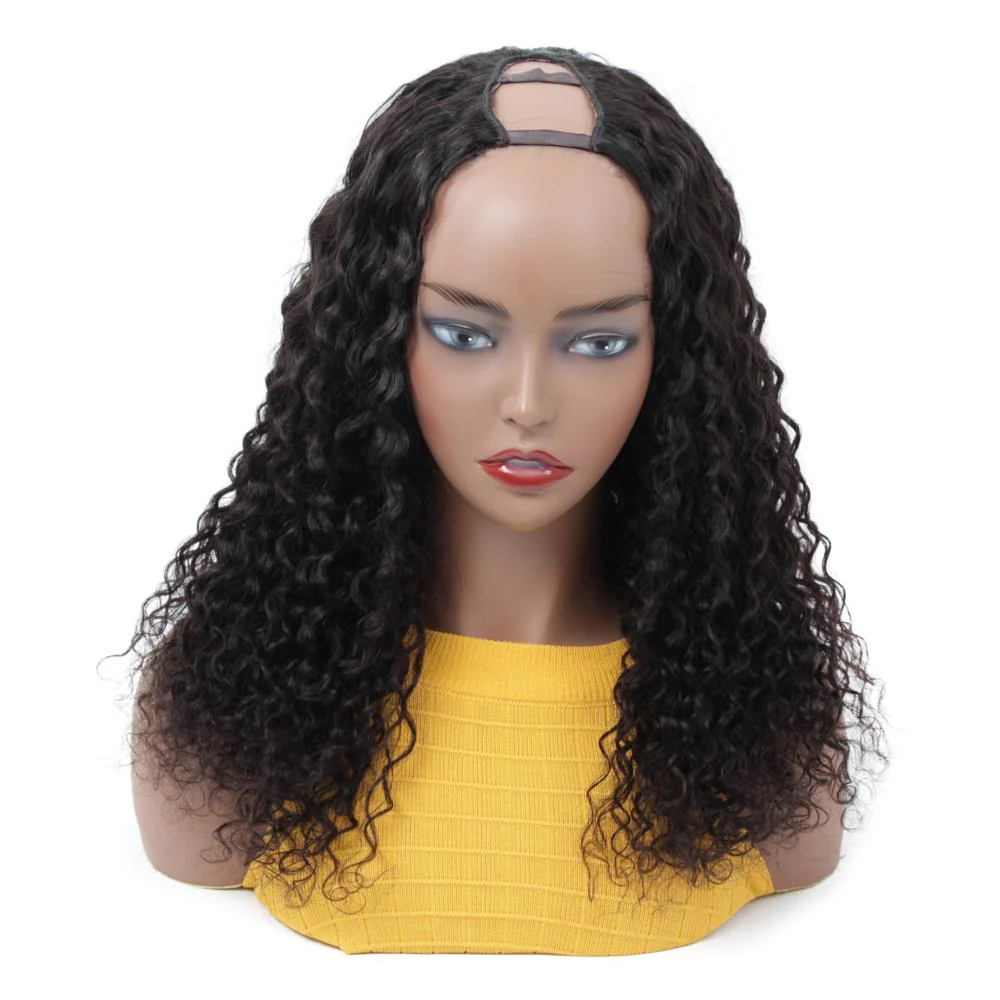 VSHOW HAIR Curly Style Water Wave Human Hair U Part Wigs Natural Black - Image 8