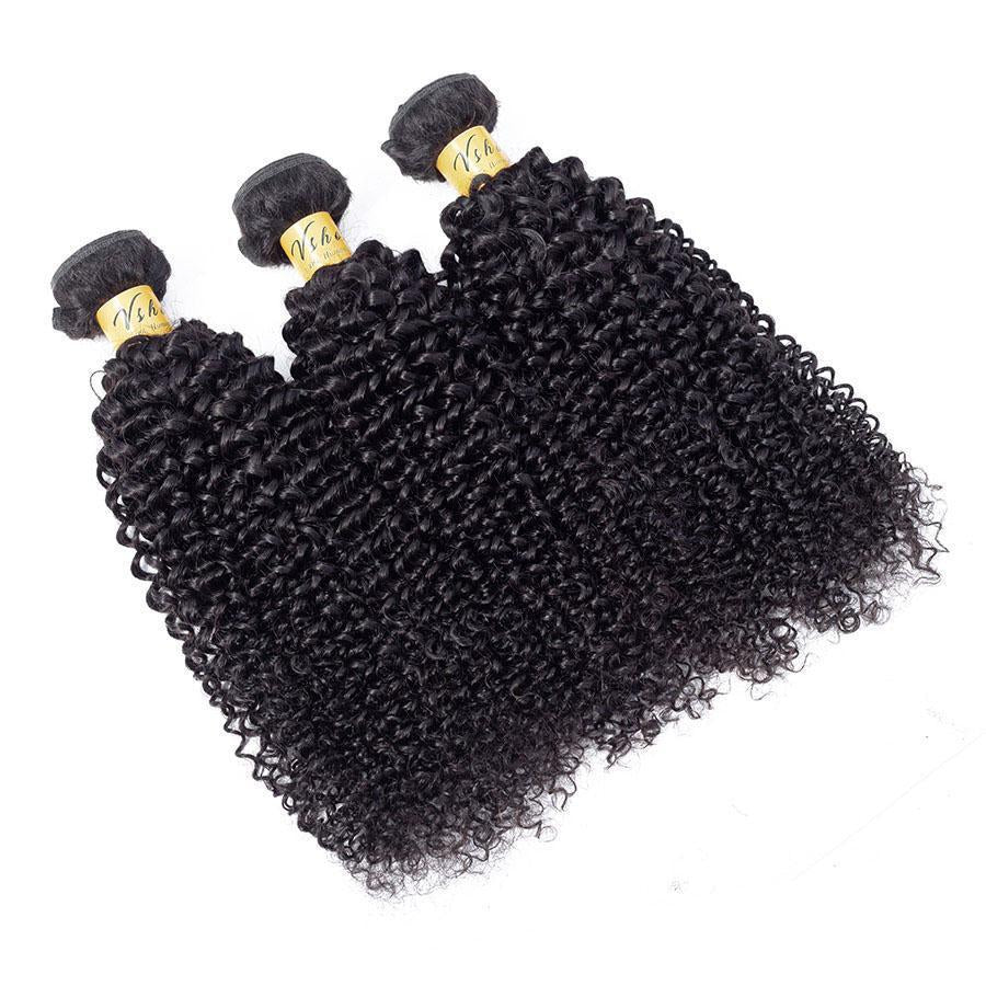 VSHOW HAIR Premium 9A Malaysian Human Virgin Hair Kinky Curly 3 Bundles with Pre Plucked Closure Deal Natural Black - Image 7