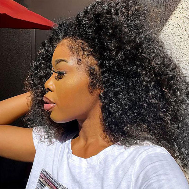 Vshow Drawstring Afro Curly 3 in 1 Half Wigs With 4C Hairline Natural Blend Half Human Hair Wigs For Women - Image 3