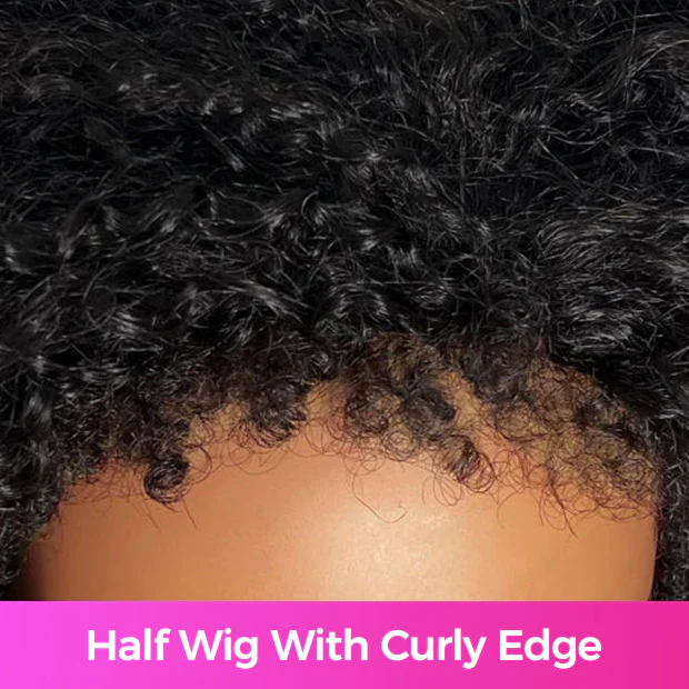 Vshow Drawstring Afro Curly 3 in 1 Half Wigs With 4C Hairline Natural Blend Half Human Hair Wigs For Women - Image 7