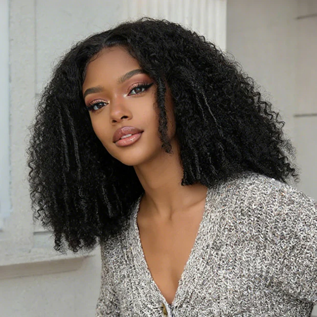 Vshow Layered Cut Afro Curly Wig With Finger Curly At Side 7x5 Pre Cut Lace Wear Go Glueless Wigs - Image 2