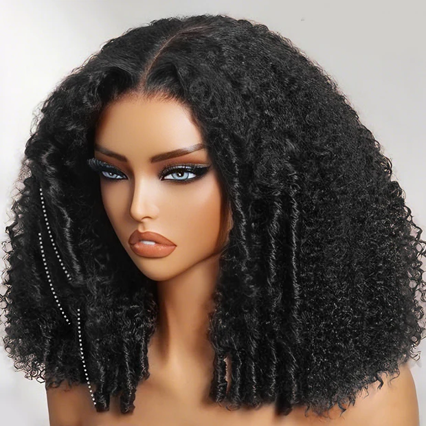 Vshow Layered Cut Afro Curly Wig With Finger Curly At Side 7x5 Pre Cut Lace Wear Go Glueless Wigs - Image 4