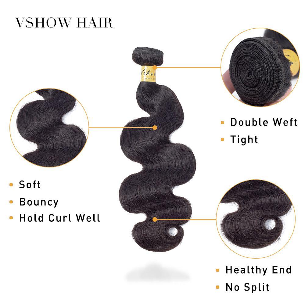 VSHOW HAIR Premium 9A Malaysian Virgin Human Hair Body Wave 3 or 4 Bundles with Closure Popular Sizes - Image 7