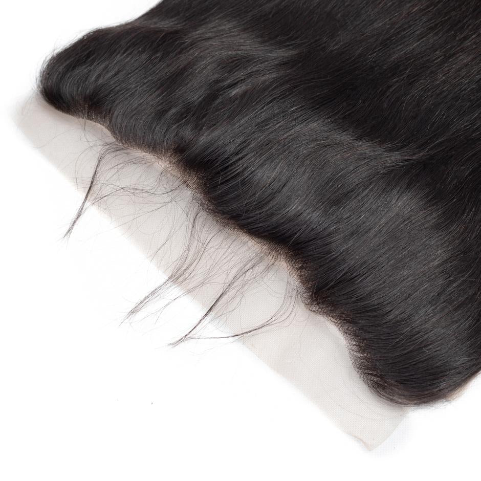 VSHOW HAIR Premium 9A Brazilian Human Virgin Hair Straight 3 Bundles with Pre Plucked 13x4 Frontal Natural Black - Image 6