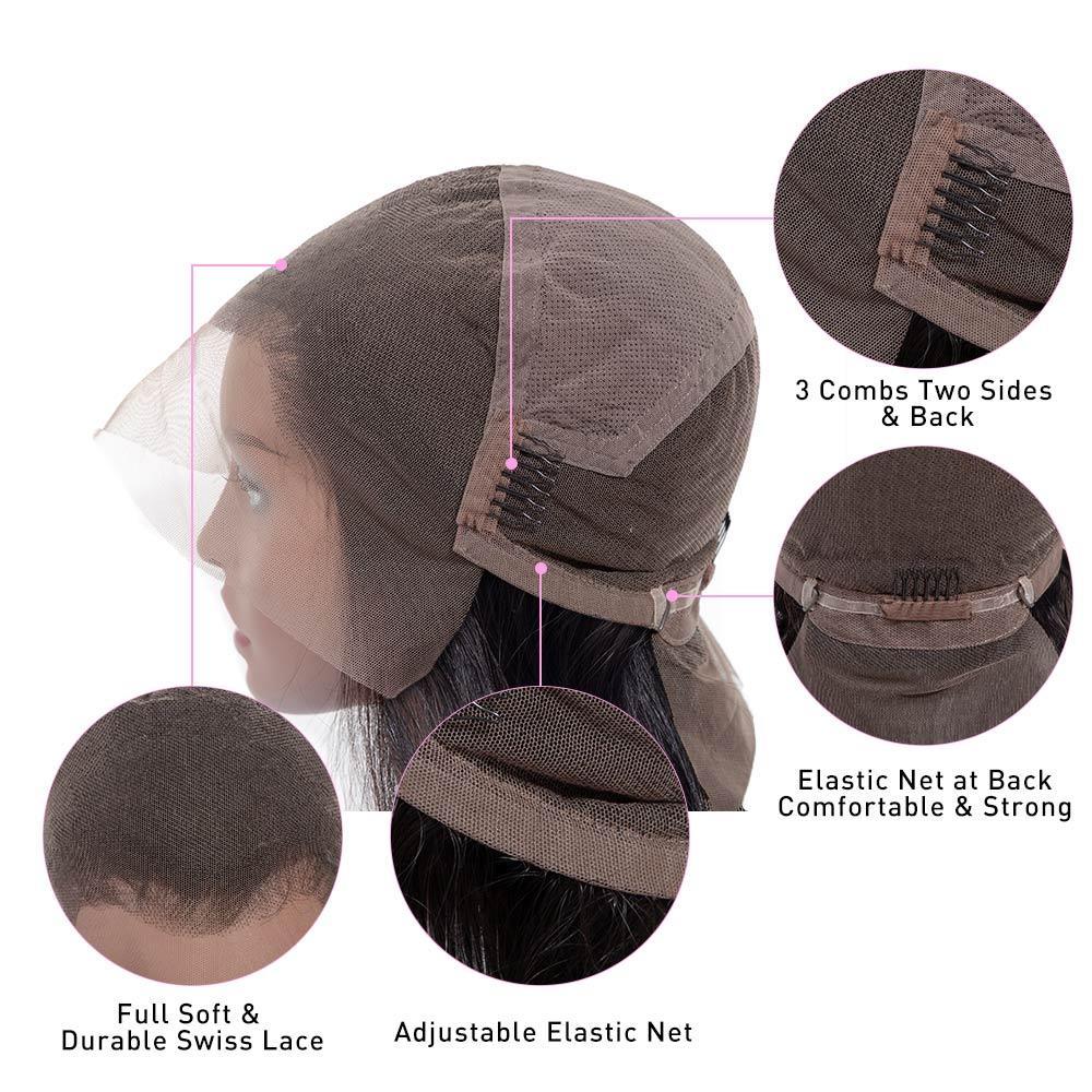 VSHOW Straight Human Hair Full Lace Wigs Natural Black - Image 8