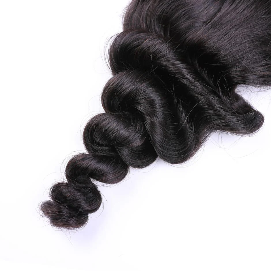 VSHOW HAIR 100% Virgin Human Hair Loose Wave 4x4 Lace Closure Natural Black - Image 6