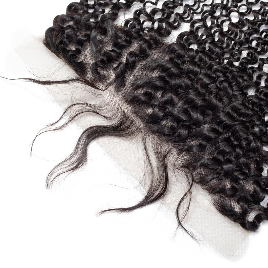 VSHOW HAIR 100% Virgin Human Hair Kinky Curly 13x4 Lace Frontal Natural Black - Image 3