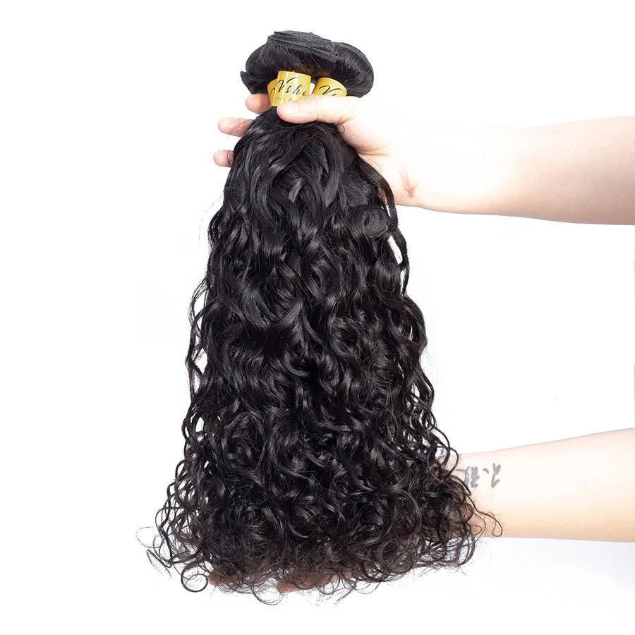 VSHOW HAIR Premium 9A Malaysian Human Virgin Hair Natural Wave 3 Bundles with Pre Plucked Closure Deal Natural Black - Image 4