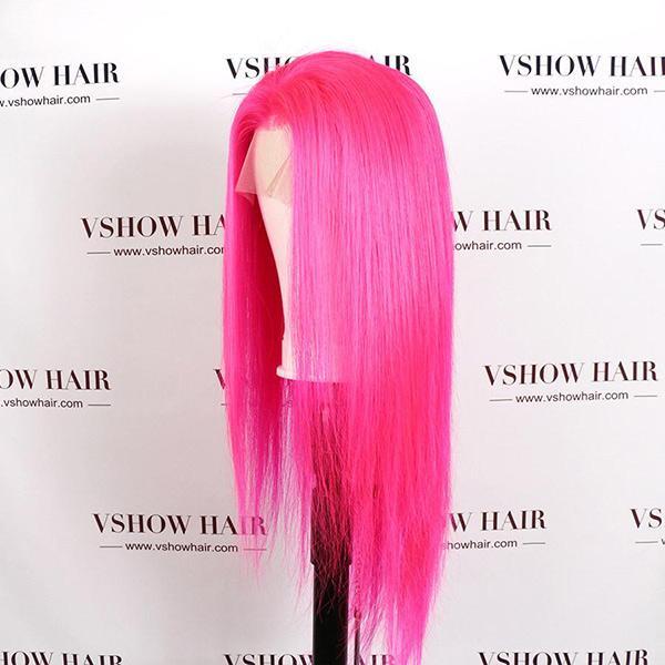 VSHOW Hot Pink Hair Long Hairstyles For Straight Hair Human Hair Wigs Near Me Hair Color Trends 2023 - Image 3