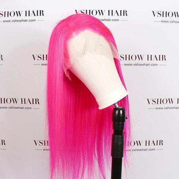 VSHOW Hot Pink Hair Long Hairstyles For Straight Hair Human Hair Wigs Near Me Hair Color Trends 2023 - Image 4