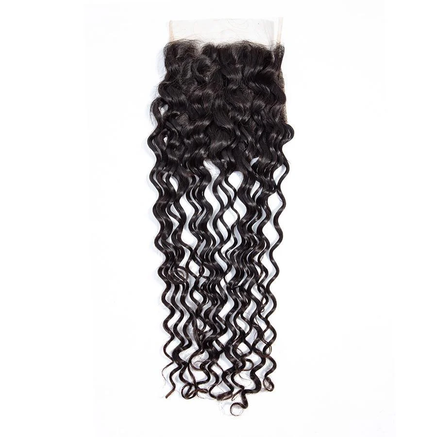 VSHOW HAIR Premium 9A Indian Human Virgin Hair Water Wave 4 Bundles with Pre Plucked Closure Deal Natural Black - Image 5