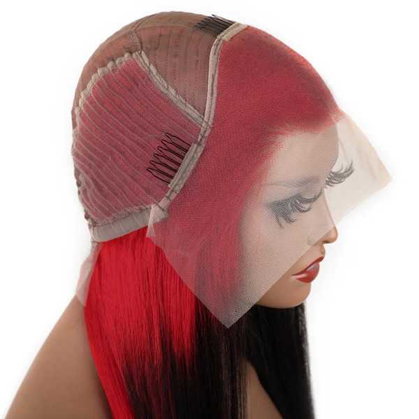 VSHOW Black Hair And Red Color Underneath Two Colors Sraight Hair Peekaboo Wigs - Image 4