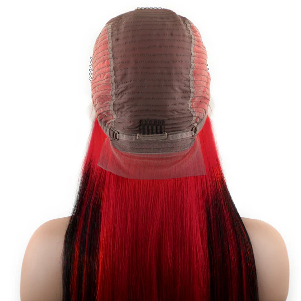 VSHOW Black Hair And Red Color Underneath Two Colors Sraight Hair Peekaboo Wigs - Image 5