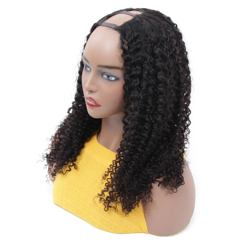 VSHOW HAIR Premium Kinky Curly Human Hair U Part Wigs Natural Black - Image 4