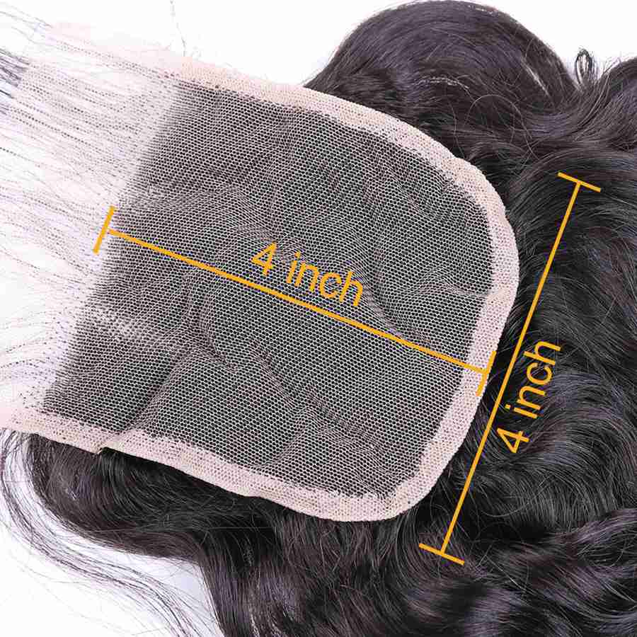 VSHOW HAIR Premium 9A Indian Human Virgin Hair Natural Wave 4 Bundles with Pre Plucked Closure Deal Natural Black - Image 8
