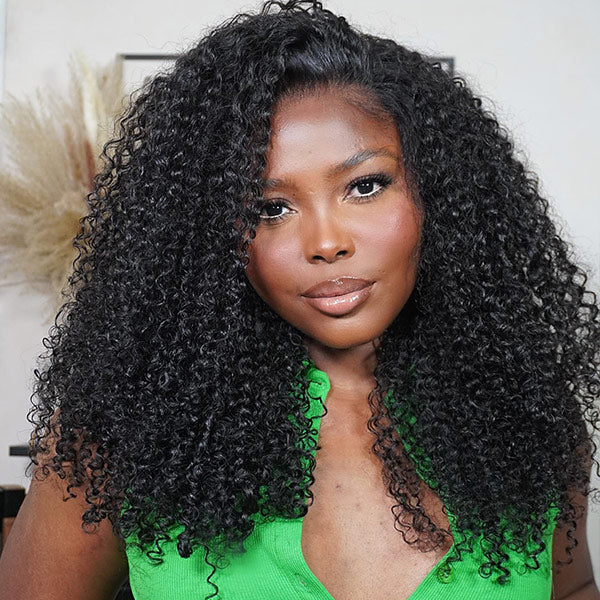 VSHOW Bleached Knots 4x4/5x5 HD Lace Human Hair Wigs Kinky Curly Hair Closure Wig 150% Density - Image 4