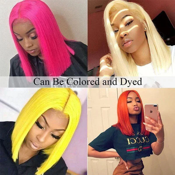 VSHOW Short Blonde Hair Bob Lace Front Wigs 613 Hair Color Straight Cut Hair Blonde Human Hair Wigs - Image 7