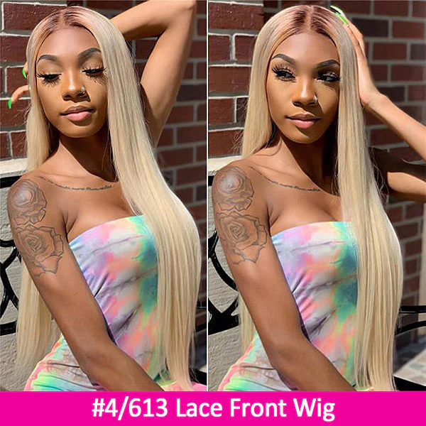 VSHOW Blonde Wig With Brown Roots Straight Hair Ombre Wigs - Image 2