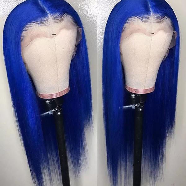 VSHOW Blue Hair Color Balayage Straight Hair Lace Front Wigs Color Real Human Hair Wigs - Image 5