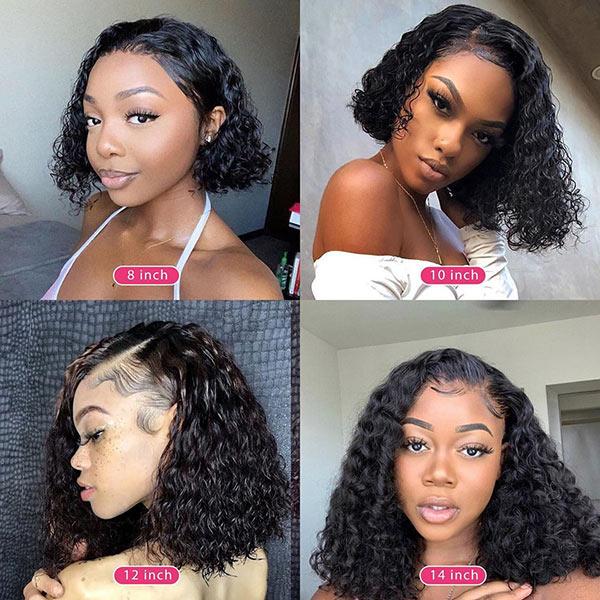 VSHOW HAIR Bob Deep Wave Human Hair 4x4 Lace Wigs Natural Black - Image 3