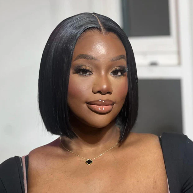 Vshow Short Bob Straight Human Hair Wear Go Wigs With Bleached Knots Pre Cut 10x6 Lace Wigs For Women - Image 3