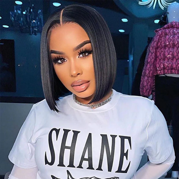 Vshow Short Bob Straight Human Hair Wear Go Wigs With Bleached Knots Pre Cut 10x6 Lace Wigs For Women - Image 5