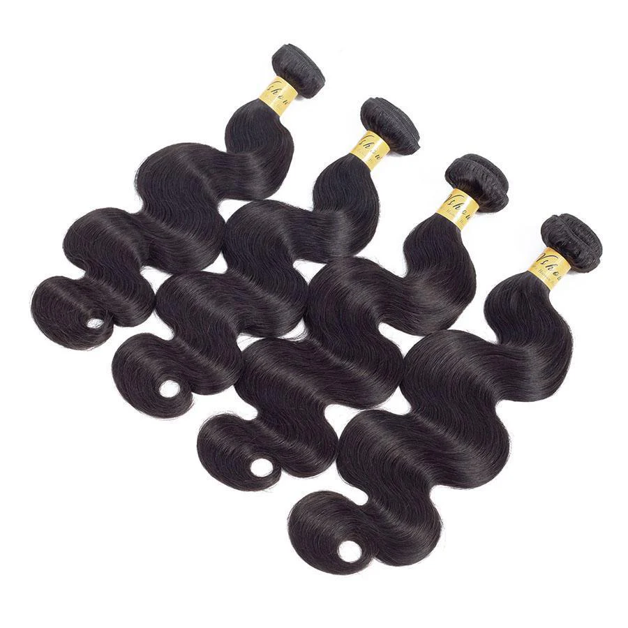 VSHOW HAIR Premium 9A Peruvian Human Virgin Hair Body Wave 4 Bundles with Pre Plucked Closure Deal Natural Black - Image 7